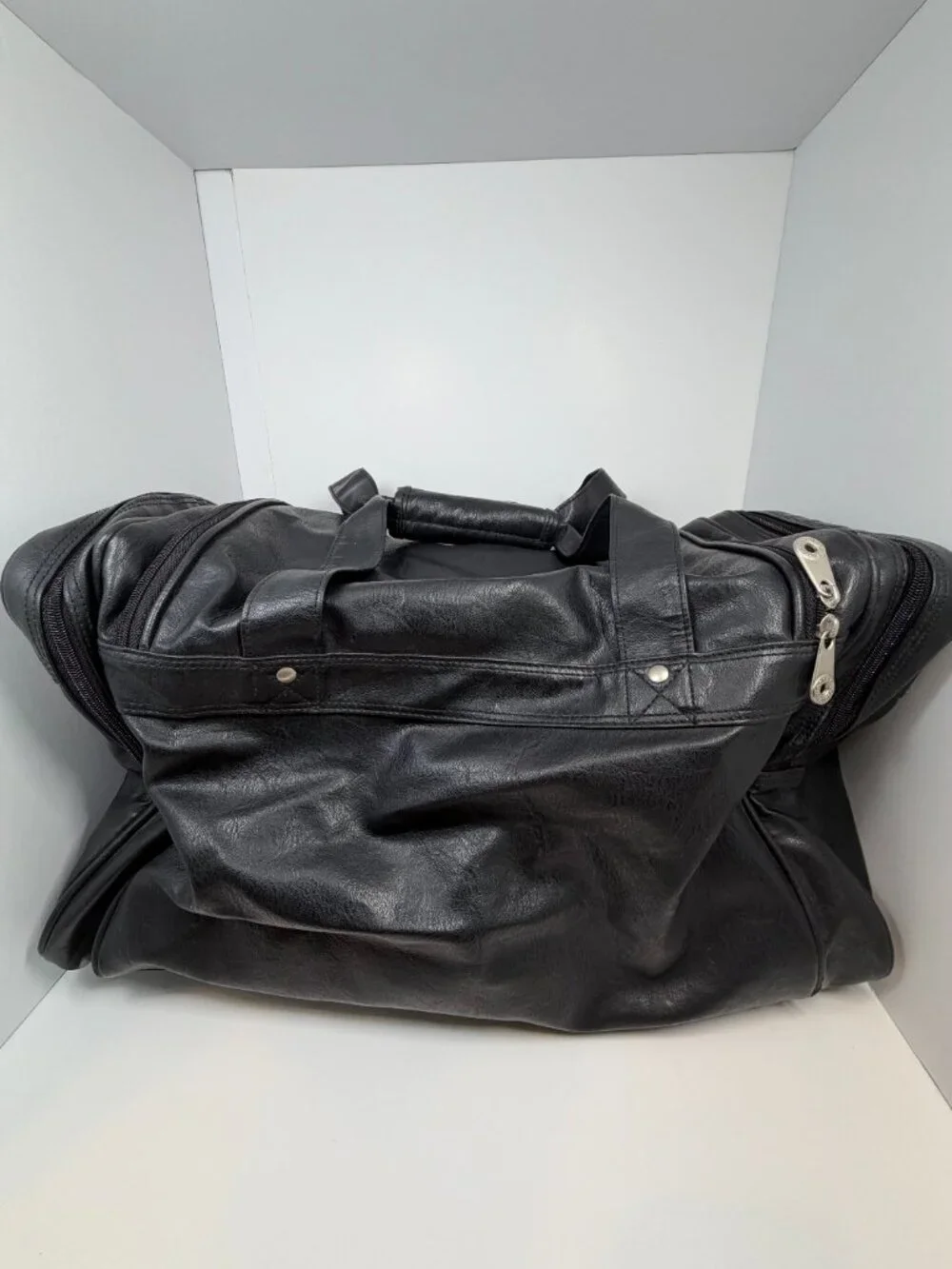 Golden Pacific Black Faux Leather Duffle Bag with Velocity Credit Union Logo